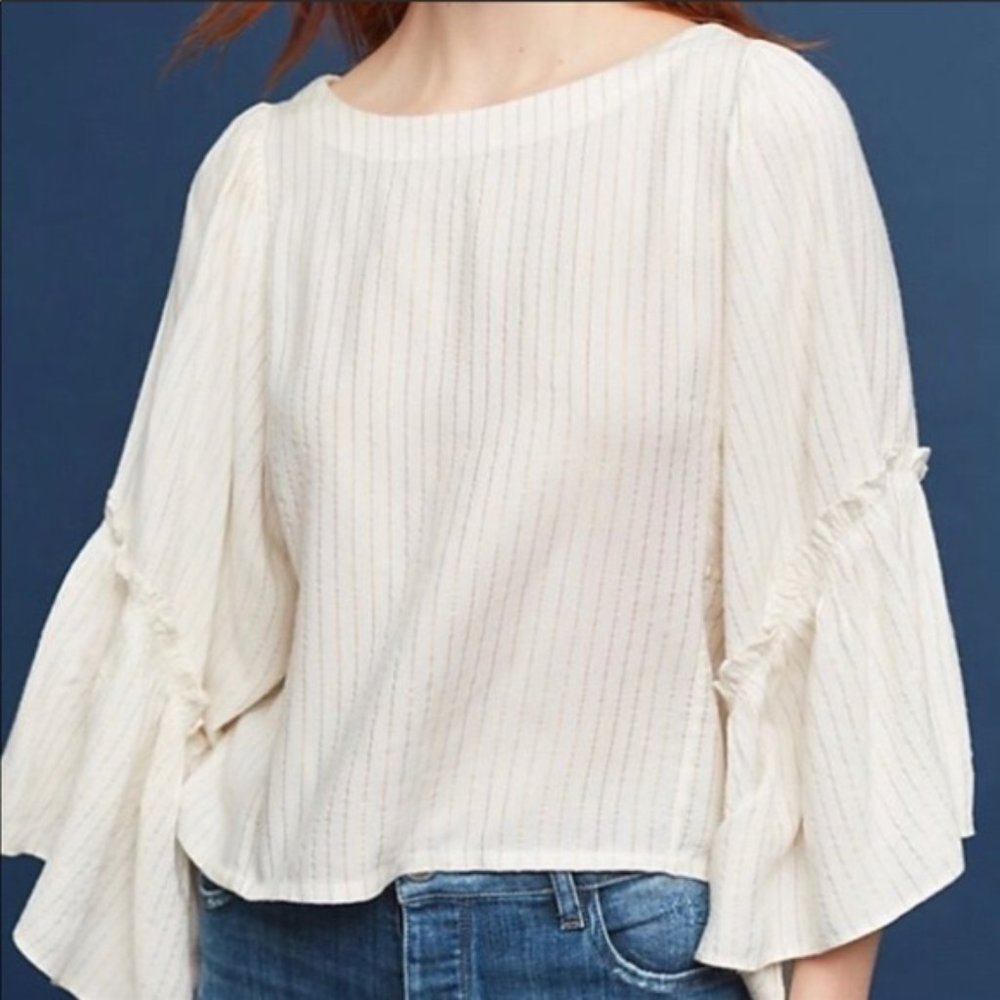 Anthropologie Gold Striped Blouse